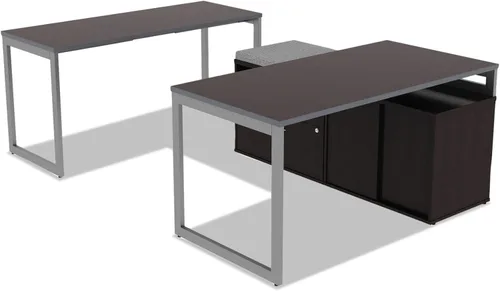 Vista 4 de Alera Tablero de mesa laminado reversible, rectangular, 59.38 pulgadas de ancho x 23.63 pulgadas de profundidad, expreso/nogal