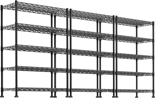 Vista 10 de YOHKOH Estante de almacenamiento de metal de 5 alambres, estantes ajustables para lavandería, baño, cocina, despensa, armario
