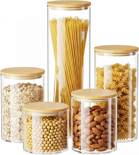 Vista 9 de Recipiente de vidrio para azúcar con cuchara, 1 paquete de tarros de vidrio de 15 onzas con tapa y cuchara de bambú, recipientes de almacenamiento