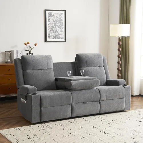 Vista 22 de Sofá biplaza reclinable manual, sofá reclinable de 2 plazas