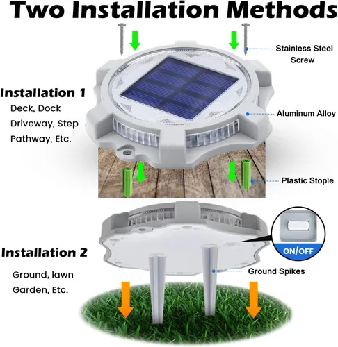 Vista 3 de SIEDiNLAR Luces solares para cubierta al aire libre, 2 modos, muelle LED, marcadores de entrada, luz impermeable para escalones, pasarela, escalera