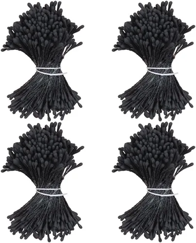 Vista 17 de HAHIYO 1000 piezas de 0.039 in negro perla doble cabeza flor Pistilo para hacer flores, decoración de álbumes de recortes, mini hecho a mano
