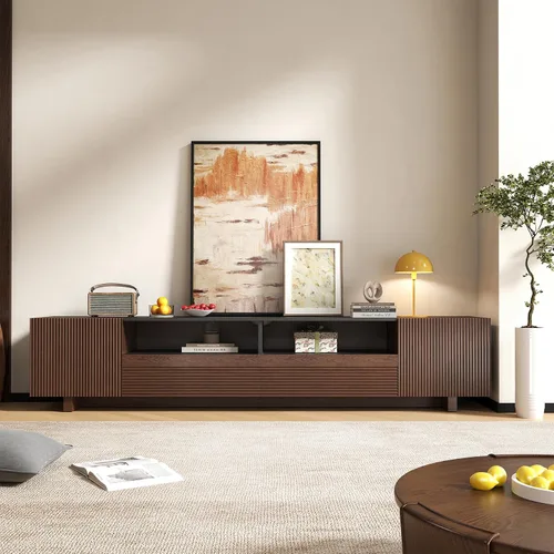 Vista 10 de Epecoya Soporte de TV de 78.8 pulgadas con armarios de almacenamiento para sala de estar, soportes de televisión extralargos para televisores