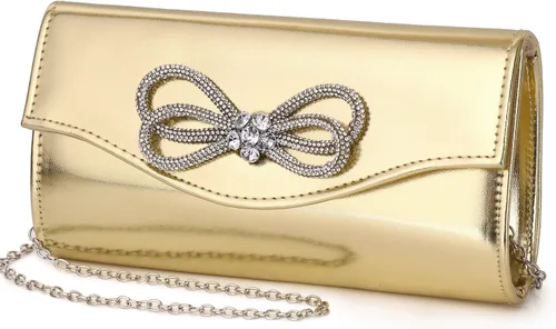 Vista 20 de Bolso de noche para mujer, con lazo de cristal brillante, con solapa, bolso de mano para mujer, boda, fiesta, baile de graduación