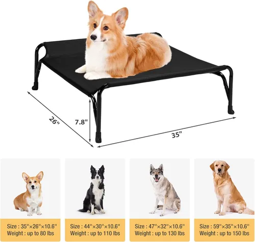 Vista 6 de Veehoo Cama elevada para perro con valla protectora de doble cara para perros medianos, malla transpirable lavable, patas antideslizantes