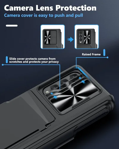 Vista 4 de Viaotaily Funda para Galaxy Z Fold 3 con Soporte para Bolígrafo, Funda Fold 3 con Protección de Bisagra y Protector de Pantalla, Funda con Soporte