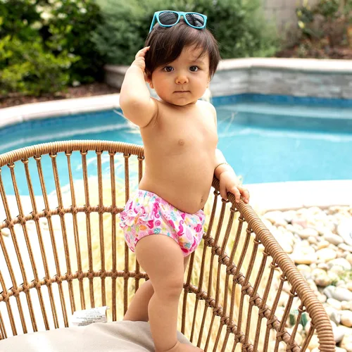 Vista 4 de i play Baby-Girls Ruffle Snap Reusable Absorbent Swimsuit Diaper