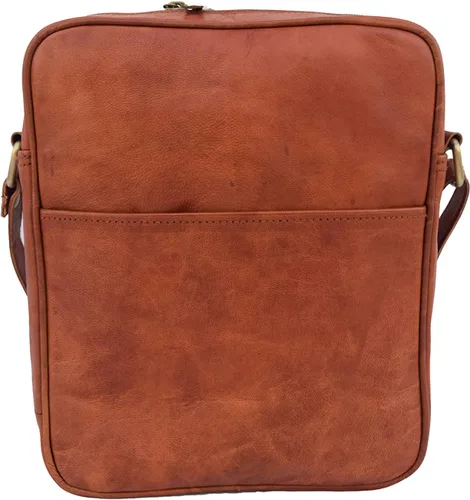 Vista 4 de Bolso bandolera de cuero vintage hecho a mano para hombres y mujeres, unisex, para adolescentes, bolso bandolera para iPadTab Mini, pequeño de 11