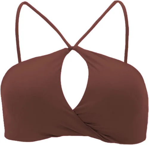 Vista 5 de Aoxjox Brasier deportivo de entrenamiento para mujer, ajustado, sin espalda, acolchado, Ariel, halter, brasier para yoga, camiseta corta sin mangas