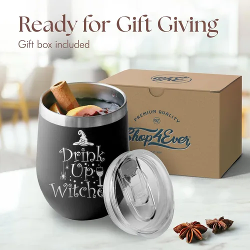 Vista 5 de shop4ever Drink Up Witches - Vaso de vino aislado de 12 onzas, color negro Iniciador de conversación Regalo de cumpleaños Regalo de vacaciones