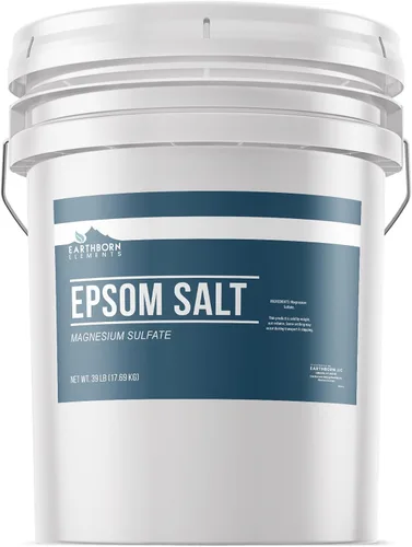 Vista 6 de Earthborn Elements Sal de Epsom de vainilla y durazno de cachemira, 8 libras, cubo de un galón, pura y sin diluir, sal de remojo con fragancia
