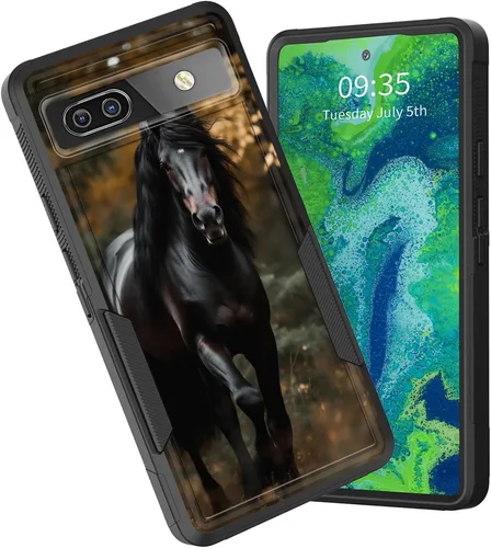 Vista 35 de Funda para Pixel 6A, funda protectora híbrida de doble capa resistente a prueba de golpes de policarbonato duro de silicona suave TPU para Google