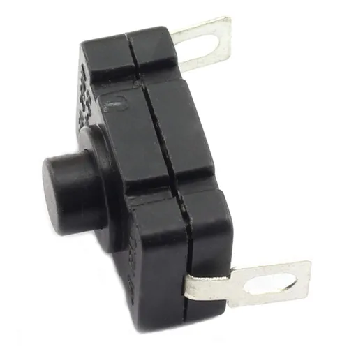 Vista 4 de Interruptor de botón autobloqueante KAN-28 para linterna SMD tipo ON-Off Mini interruptor (pin doblado con agujero)