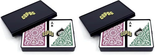 Vista 13 de Copag 1546 Design - Juego de cartas 100% de plástico, tamaño de póquer (estándar), verde/borgoña (índice jumbo, 1 juego)
