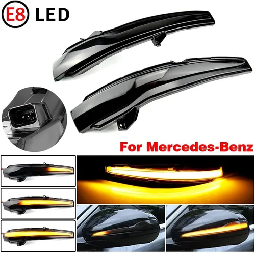 Vista 5 de Parpadeo secuencial dinámico compatible con Be-nz C E S GLC W205 X253 W213 W222 V Clase W447 LED espejo lateral intermitente montaje