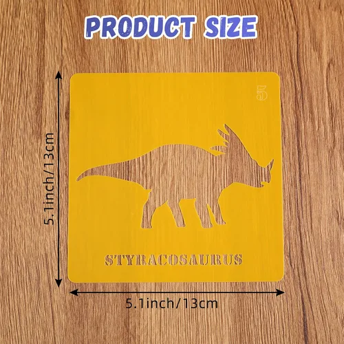 Vista 2 de 20 plantillas de dinosaurios para acera, plantillas coloridas translúcidas de dinosaurios para niños, plantilla de pintura en aerosol de animales