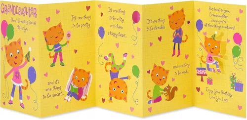 Vista 2 de American Greetings - Tarjeta de cumpleaños de gato para nieta (Te quiero mucho)