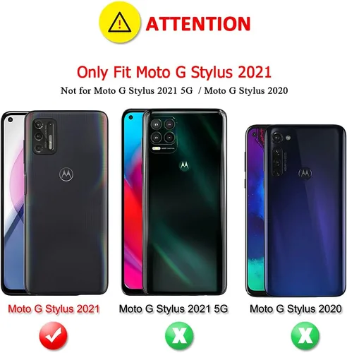 Vista 3 de TENCO Funda compatible con Moto G Stylus (2021), no compatible con 5G, con protector de pantalla, resistente, a prueba de golpes, funda con clip