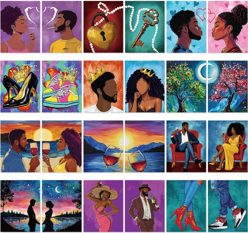 Vista 4 de Sherr Juego de 24 lienzos predibujados para pintar para adultos, lienzo preimpreso a granel, sorbo y pintura, paneles estirados, juego de pintura