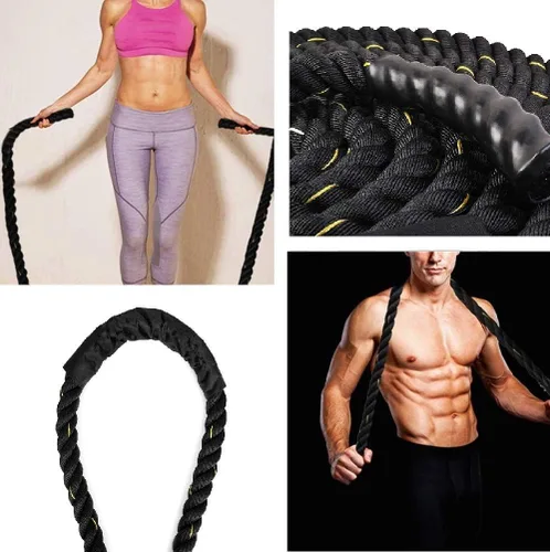 Vista 4 de TONYKO Cuerda de saltar pesada para hombres y mujeres, entrenamiento de cuerpo total, entrenamiento de potencia, mejora el fortalecimiento muscular