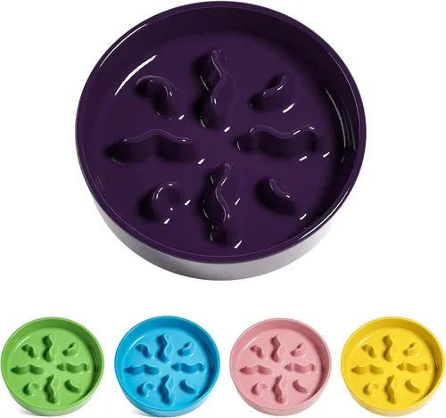 Vista 11 de Cuencos de cerámica para alimentación lenta para perros de raza pequeña, 0.5 tazas de plato de comida para perros que comen rápido, cuenco