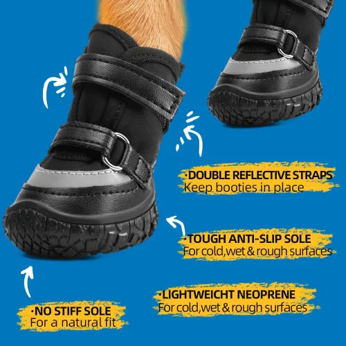 Vista 5 de Zapatos para perros pequeños, botas transpirables para perros, protectores de patas para pavimento caliente, nieve de invierno, botines para perros