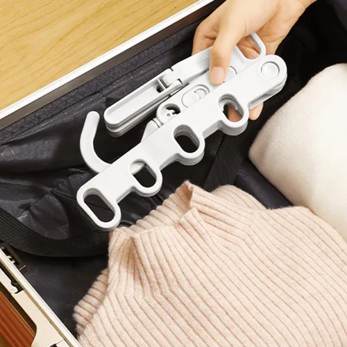 Vista 6 de 2 perchas plegables de viaje, colgador de ropa plegable portátil con 5 agujeros, colgador de ropa montado en la pared, estante de secado plegable