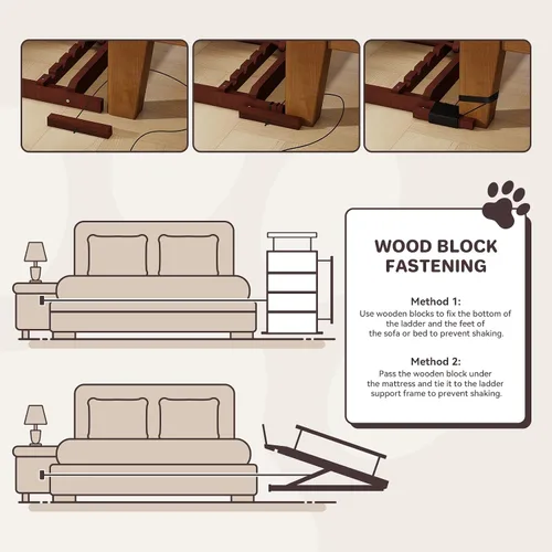 Vista 9 de Dog Ramp for Bed Small Folding Pet Ramp for Dogs 40''walnut