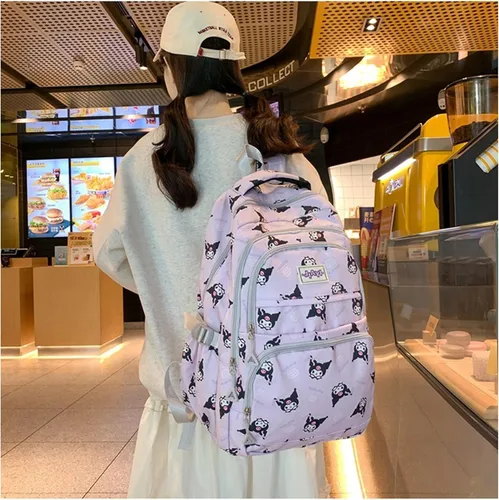 Vista 6 de Roffatide Anime Kuromi - Mochila casual de gran capacidad con estampado de anime para portátil, mochila para viajes, senderismo, mochila