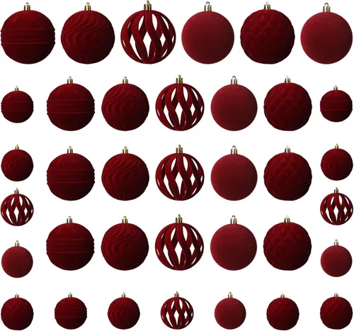 Vista 19 de 30 adornos de terciopelo para árbol de Navidad, juego de adornos de Navidad Azul polvo