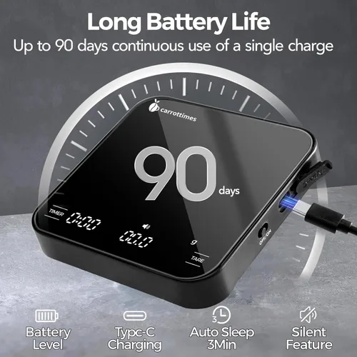 Vista 9 de Mini báscula de café recargable con temporizador, escala de espresso de precisión de 4.4 lbs/0.004 oz, báscula de café digital portátil con 4 modos