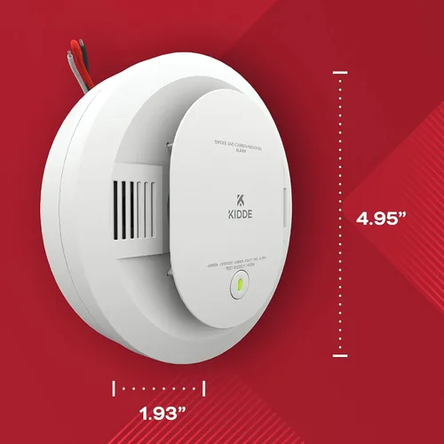 Vista 7 de Kidde Detector de humo y monóxido de carbono cableado, batería de reserva AA, interconectable, indicadores de luz de advertencia LED