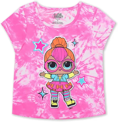 Vista 2 de LOL Surprise Dolls Neon Q.T - Conjunto de camisa y pantalones cortos para niñas pequeñas y grandes, color rosa