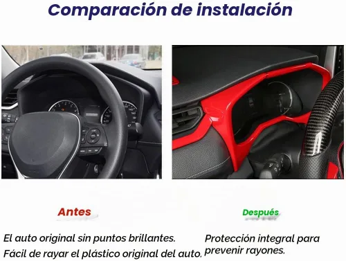 Vista 4 de Cubierta de tablero de consola central ABS compatible con Toyota RAV4 2019-2023 (rojo brillante)