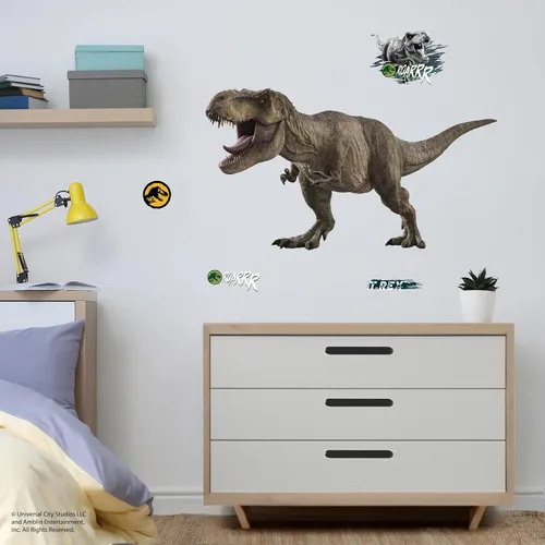 Vista 8 de Wall Palz Jurassic Park T-Rex - Calcomanía de pared de dinosaurio grande con interacción de realidad aumentada 3D, decoración de dormitorio Jurassic