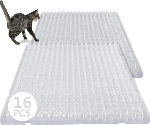 Vista 9 de Nuanchu Paquete de 16 alfombrillas para gatos con púas, disuasorio de Naranja