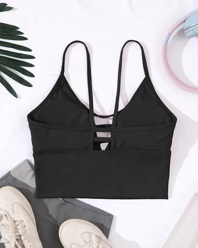 Vista 7 de AngiMelo Longline - Brasier deportivo para mujer, camisola para entrenamiento, yoga, camiseta corta con tirantes acolchados, camisetas sin mangas