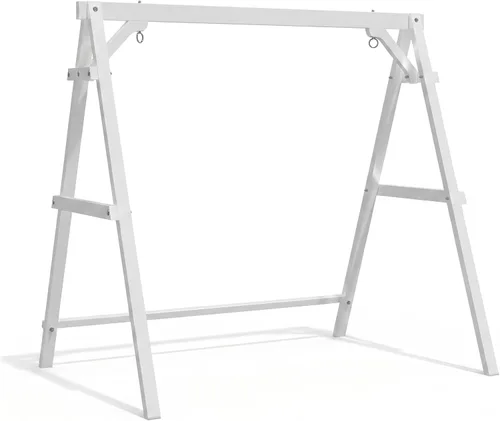 Vista 12 de VINGLI Marco de columpio para porche de 6.2 pies, soporte de madera resistente de 660 libras, soporte de columpio de madera con barra de conexión