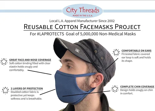 Vista 4 de City Threads Made in USA Cotton Protective Mask
