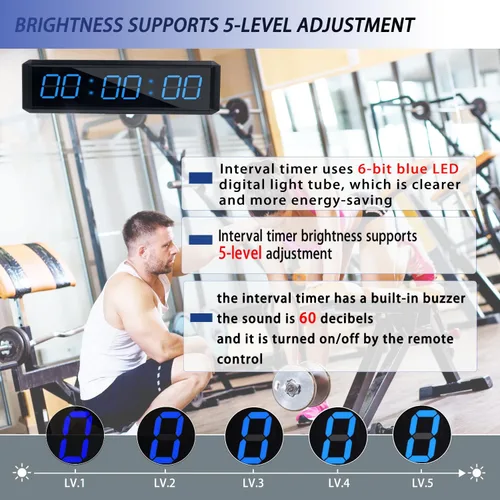 Vista 5 de Temporizador de fitness con botón cronómetro, adecuado para la escuela/exámenes/ejercicio en casa/gimnasio/gimnasio SMAHEAT temporizador electrónico