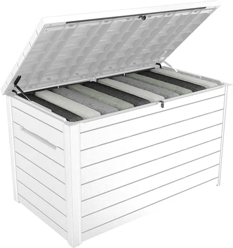 Vista 2 de Keter XXL Caja de Almacenamiento para Terraza de 230 Galones Contenedor Exterior para Patio ~ Blanco