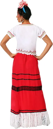 Vista 4 de Disfraz de Frida Kahlo rojo para mujer