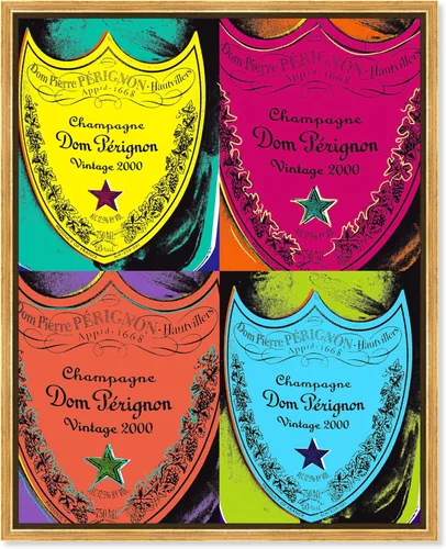 Vista 8 de The Oliver Gal Artist Co. Moderno 16.0 x 20.0 pulgadas, Pop Art Champagne, lienzo decorativo para pared, sala de estar Warholesque Dom P, rosa