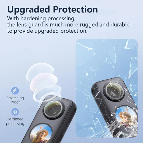 Vista 6 de Protector de lente para Insta360 X2, protector de lente extraíble de policarbonato para accesorios Insta 360 X2 (2 juegos - 4 piezas)