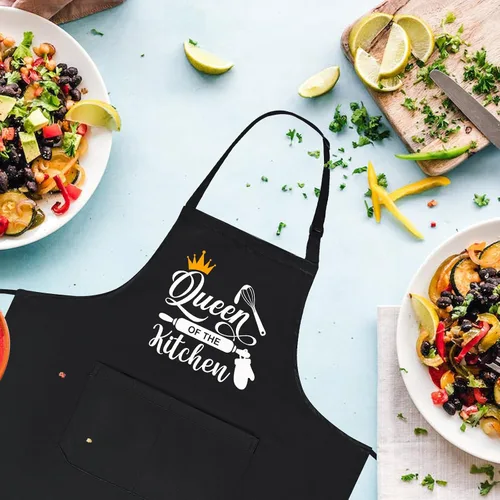 Vista 6 de Divertidos delantales de cocina para mujeres, delantal de la reina de la cocina para hornear a la parrilla, regalos para mamá, esposa, hermana, chef