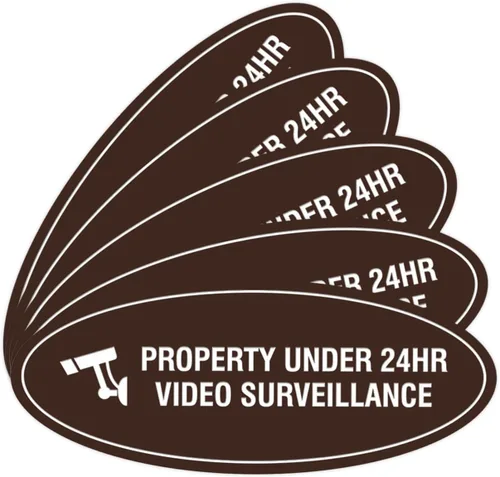 Vista 34 de Cartel de vigilancia oval PROPERTY UNDER 24HR - Negro - Pequeño (1 paquete)