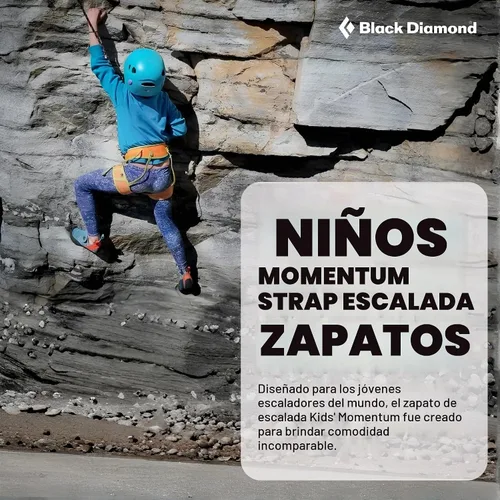 Vista 2 de BLACK DIAMOND Zapatos de escalada para niños Momentum Parte superior de punto Suela de goma duradera de 4.3mm Cierre de velcro para gimnasio