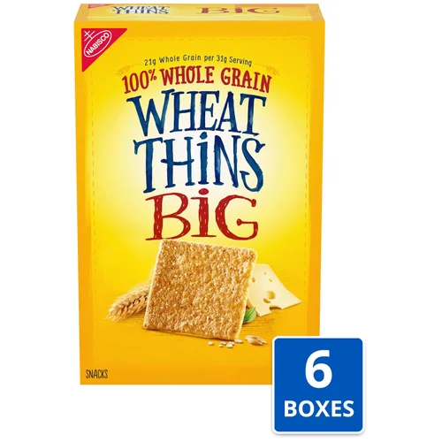 Vista 4 de Wheat Thins BIG Snacks, galletas de trigo integral de grano entero, galletas a granel, cajas de 6 a 8 onzas