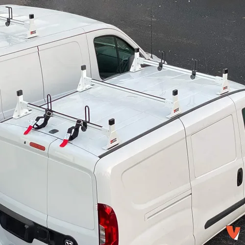 Vista 3 de Vantech H1 3 Bar para RAM ProMaster City Aluminio Escalera Techo Rack 2015-On, Blanco