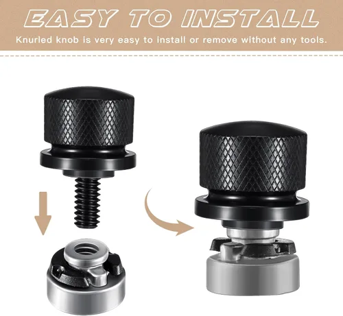Vista 3 de Therwen Kit de 8 tuercas de tornillo de asiento, kit de tuercas de asiento de guardabarros, rosca de 1/4-20, compatible con Harley-Davidson
